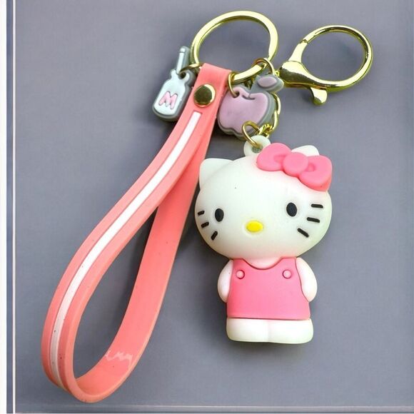 Hello Kitty Pink Bow Keychain with Charms & Wrist Strap – Super Cute! - Picture 11 of 17